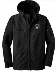 Hornbeck-J706 Port Authority Water-Resistant Hooded Soft Shell Jacket - Black/Red